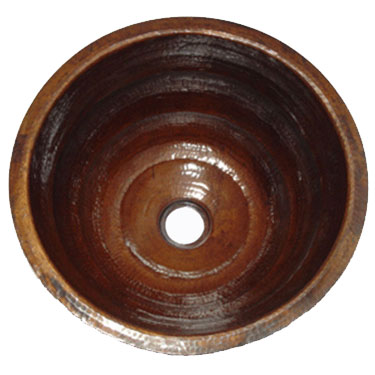 Mexican Copper Hammered Sink -- s6020 Round Honeycomb